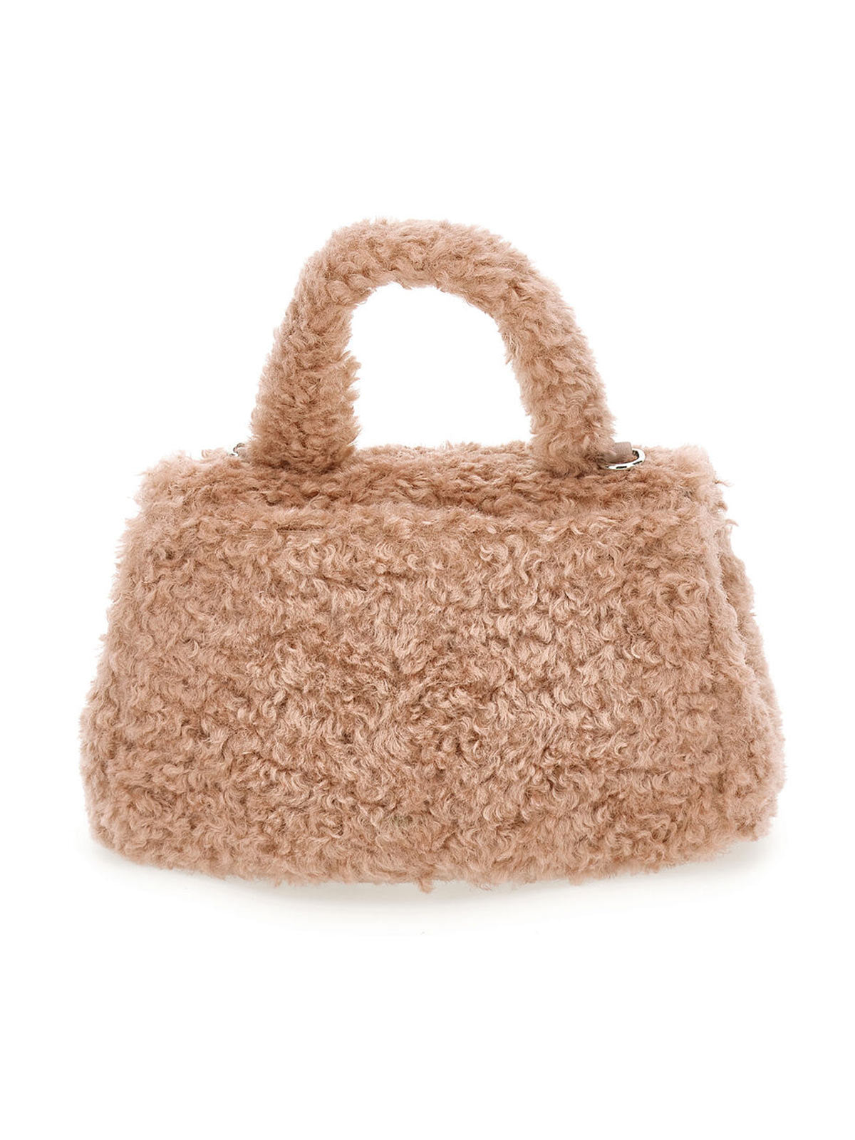 Monnalisa -Plush bag with rhinestone logo-beige