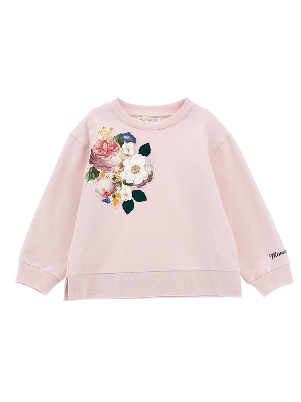 Monnalisa embroidered set sweatshirt & trousers-Pink