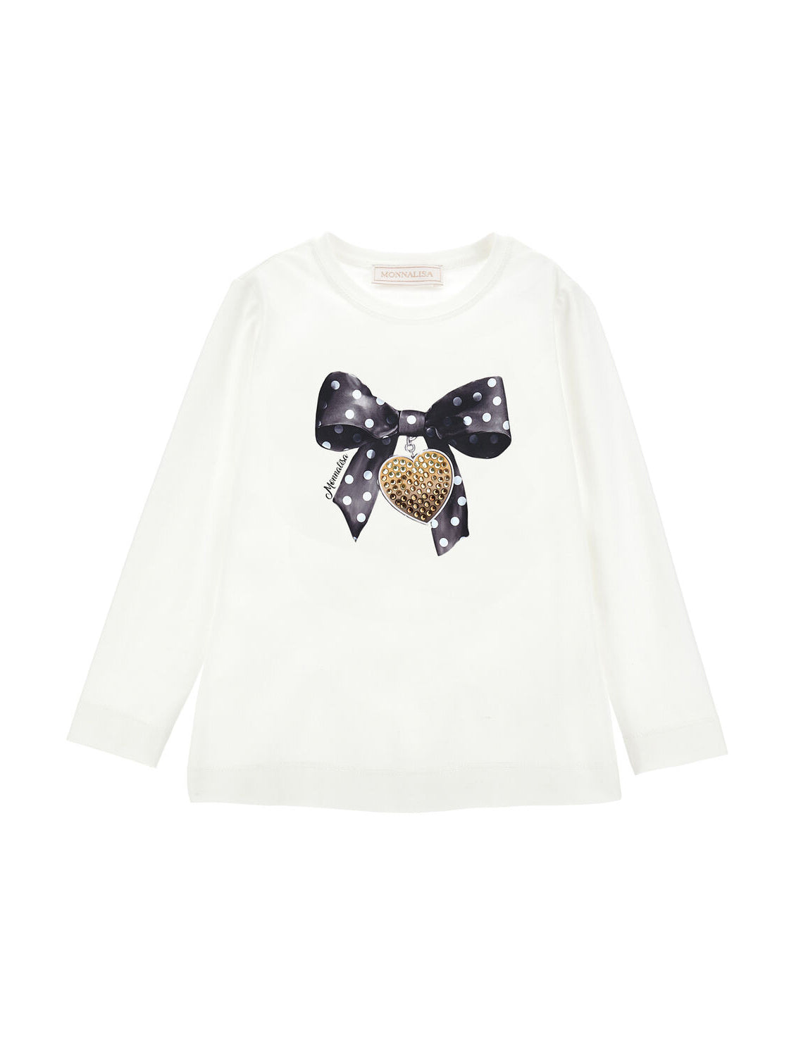 Monnalisa Cotton T-shirt with bow print