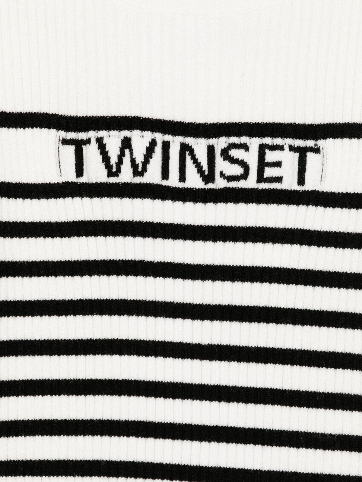 Twinset Girls’ striped jumper with jacquard logo