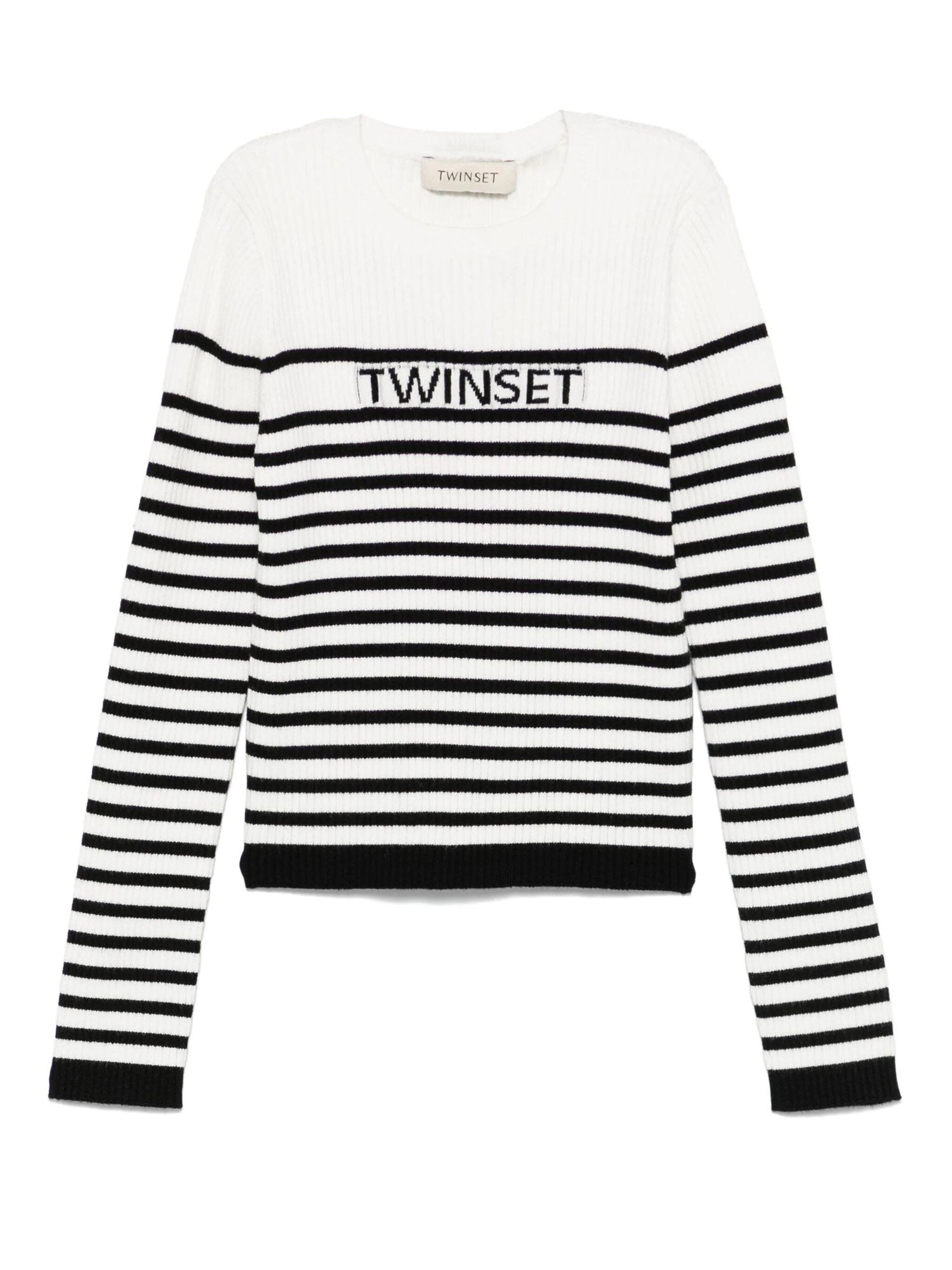 Twinset Girls’ striped jumper with jacquard logo