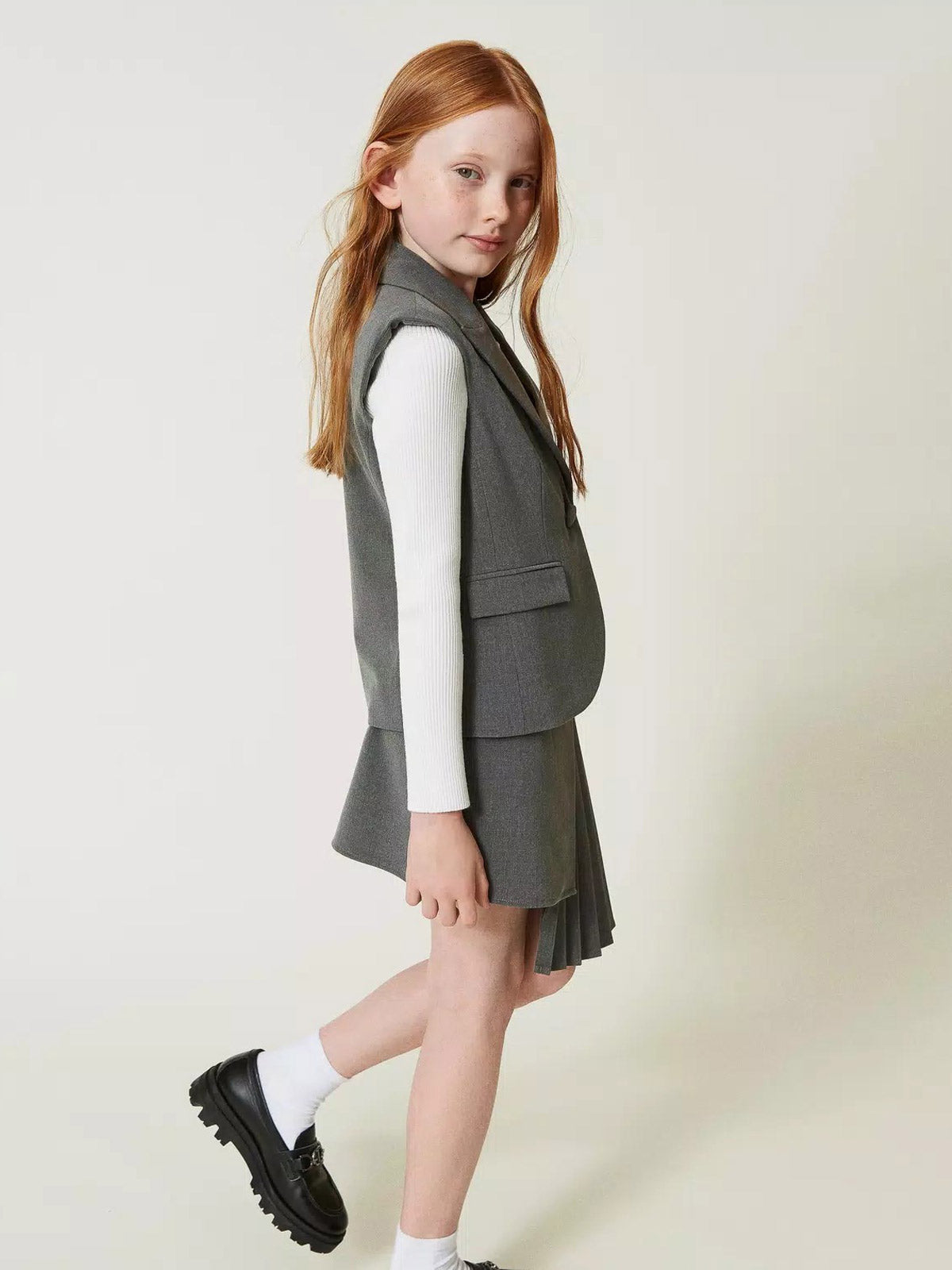 Twinset Girls flannel single-breasted gilet