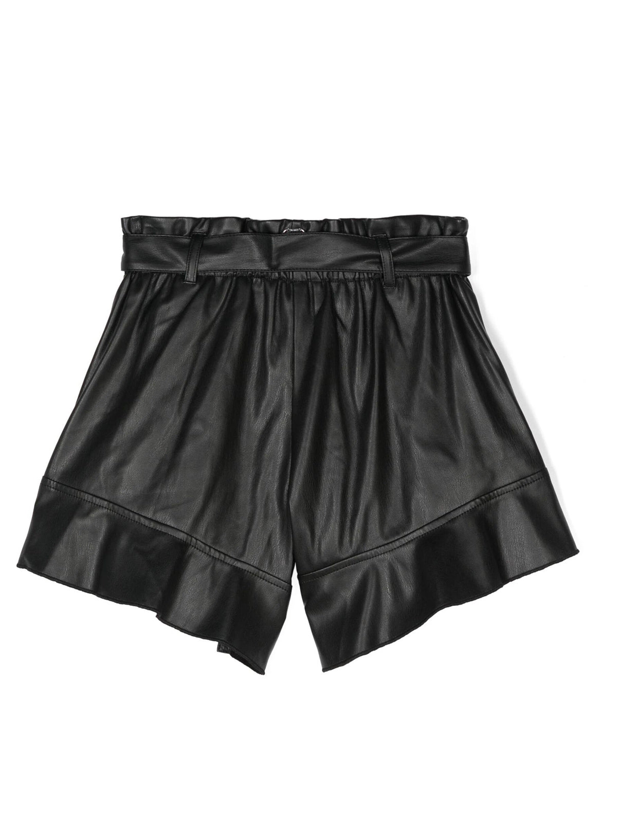 Twinset- Girls’ leather-like shorts with studs