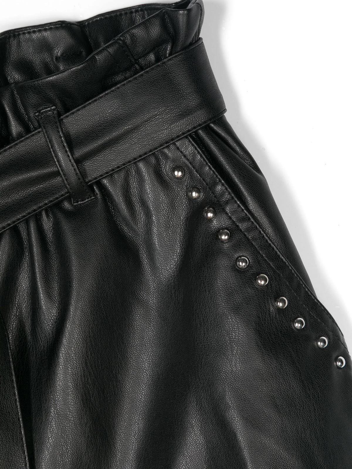 Twinset- Girls’ leather-like shorts with studs