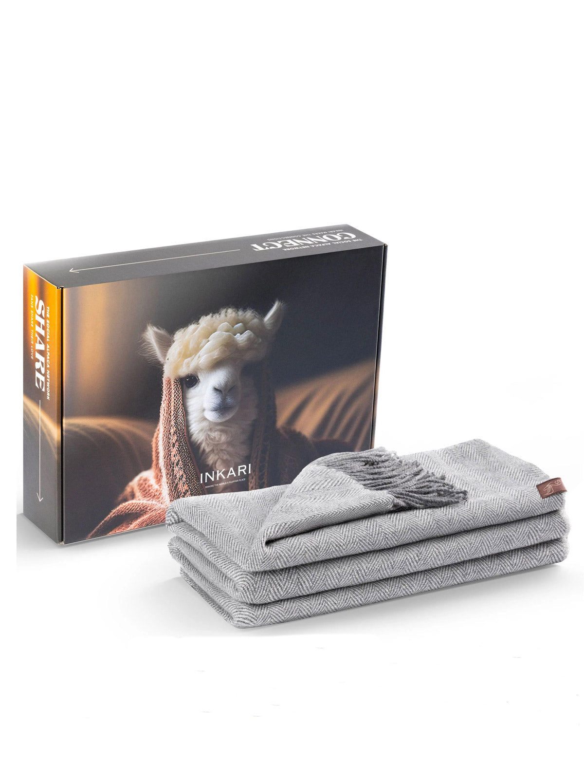 Inkari Alpaca Blanket - Fishbone Dark Grey