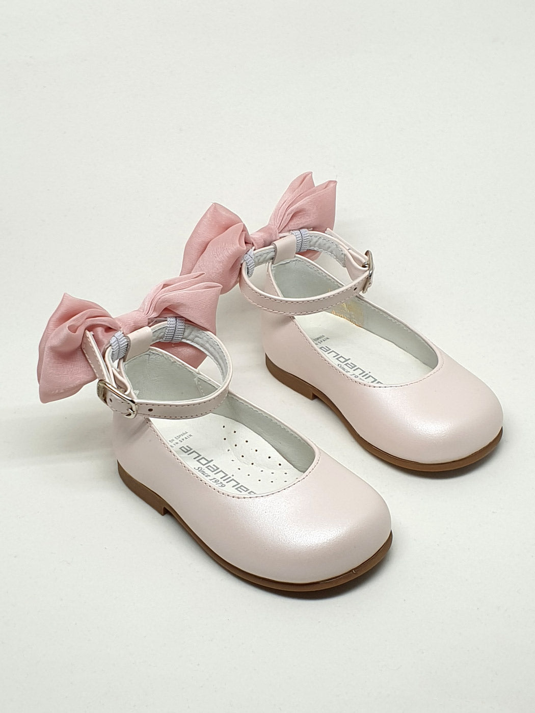 ANDANINES floral-appliqué leather ballerina shoes - Pink