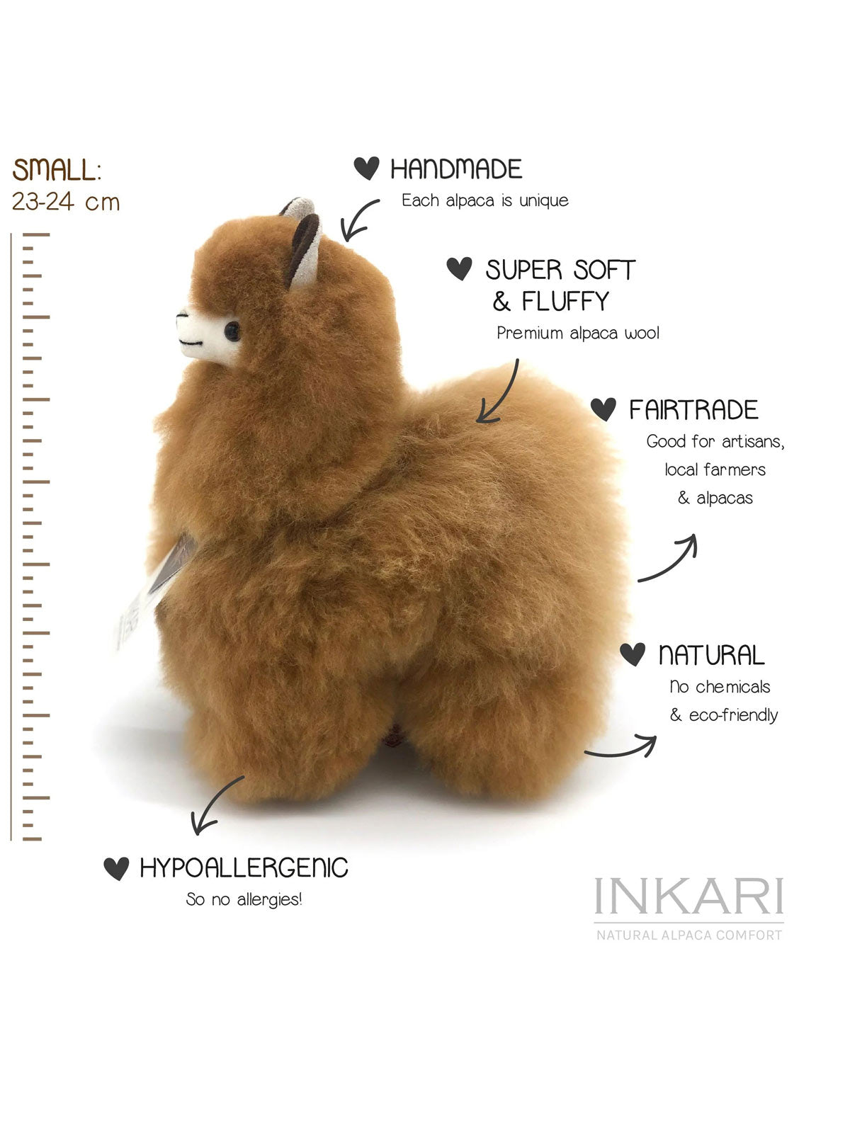 Inkari Alpaca- Μαλακό παιχνίδι -HAZELNUT-Small 23cm