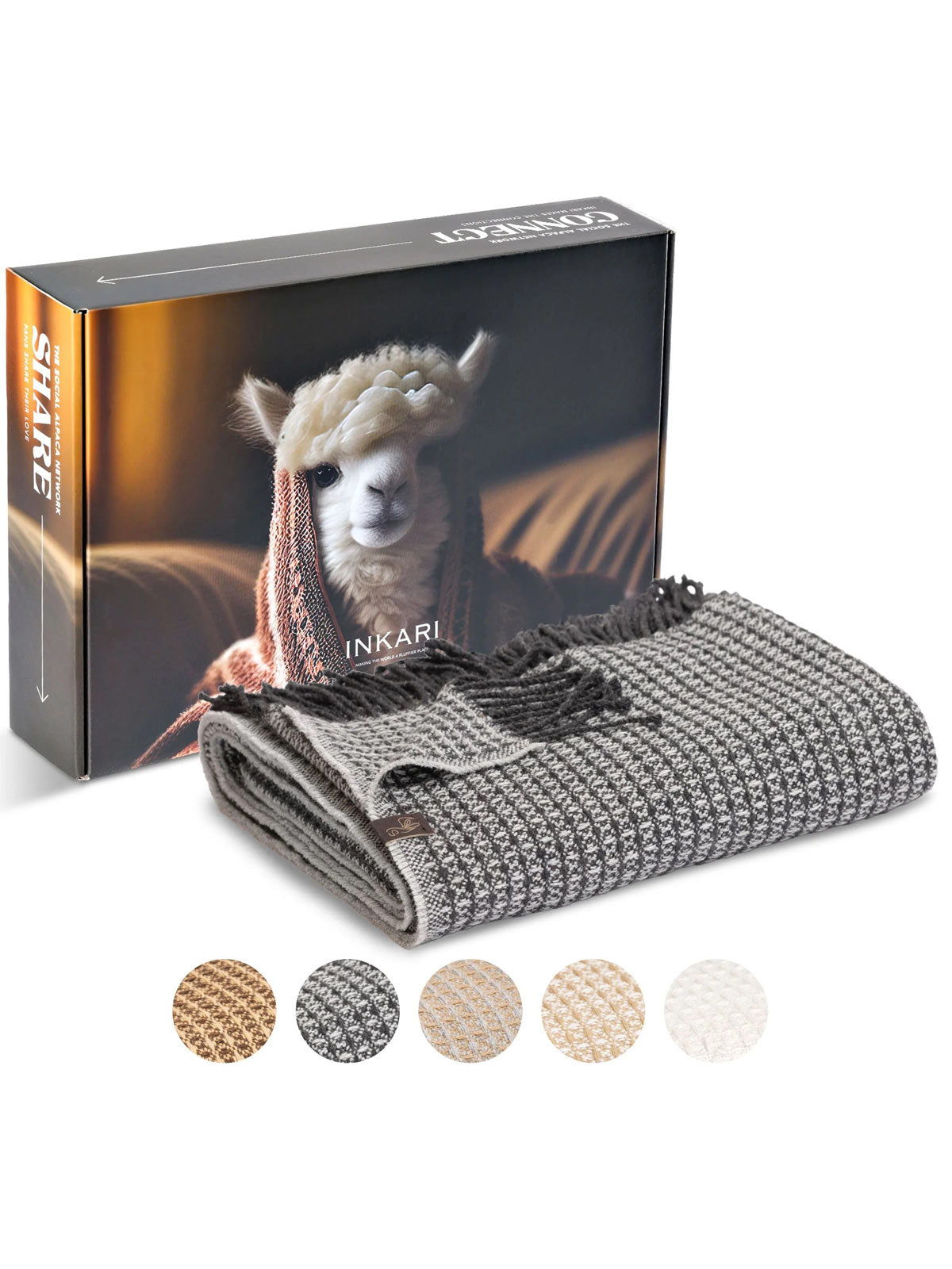 Inkari Alpaca Blanket - Waffle Charcoal