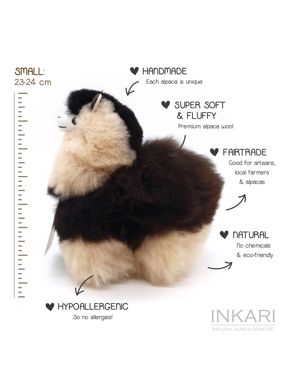 Inkari Alpaca soft toy-ESPRESSO-Small 23cm