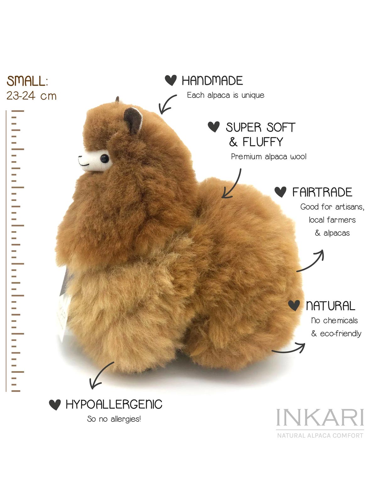 Inkari Alpaca- Μαλακό παιχνίδι-CARAMEL-Small 23cm