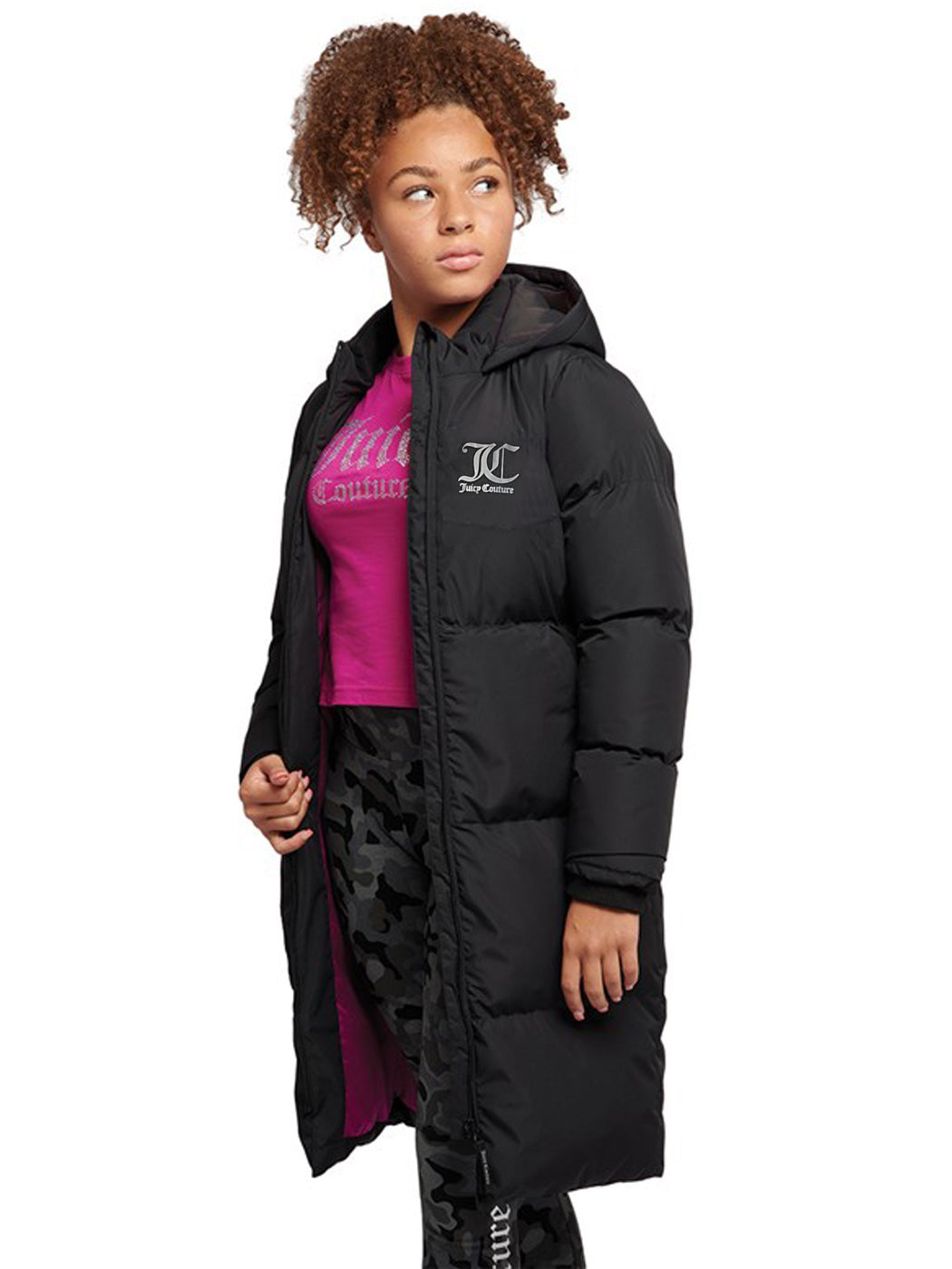 JUICY COUTURE Μακρύ puffer μπουφάν - μαύρο