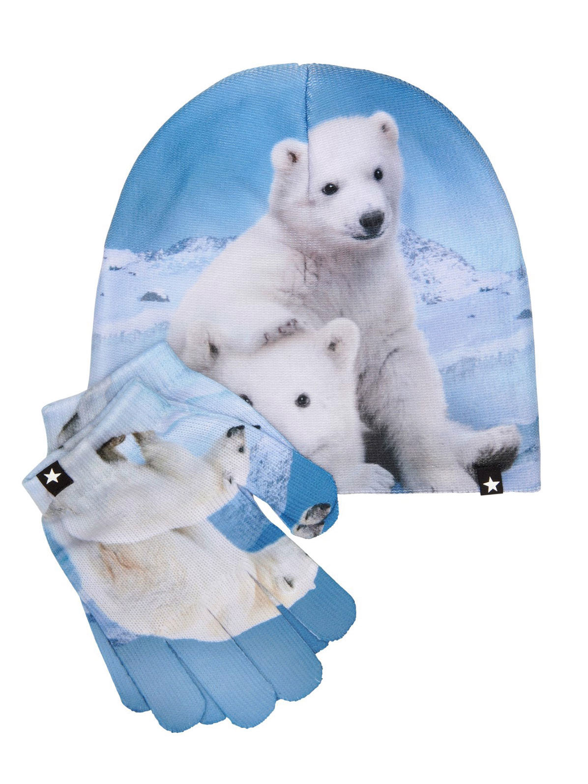 Molo Kaya-Kid's set of 2pcs gloves & cap-Polar Cubs