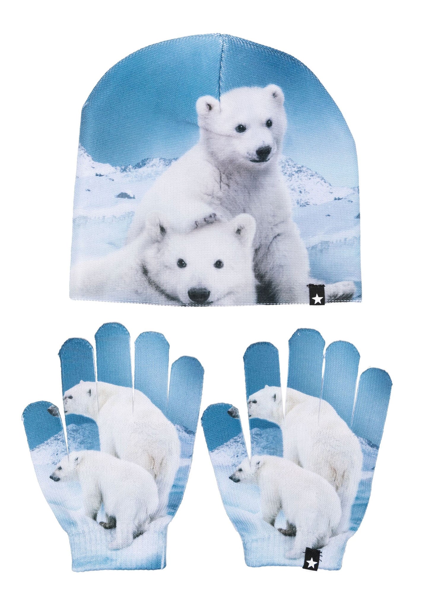 Molo Kaya-Kid's set of 2pcs gloves & cap-Polar Cubs