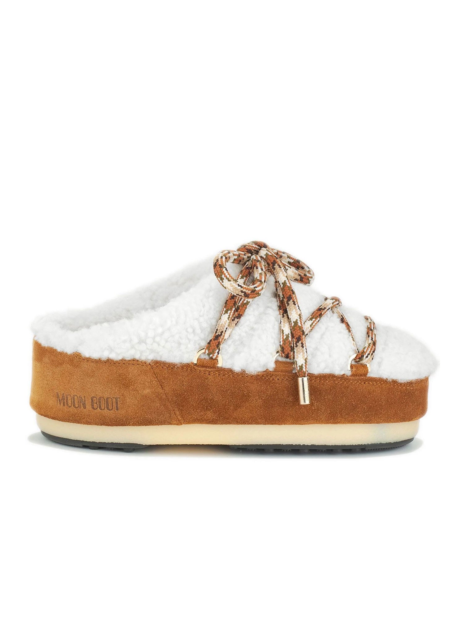 Moon Boot-Icon faux-shearling lace-up mules